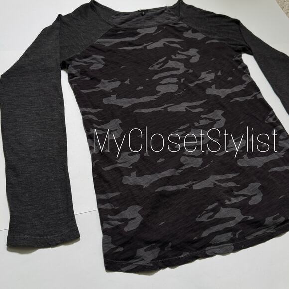 Monrow Tops - Shopbop Monrow Long Sleeve Black Camo Athleisure Top! Near New Mixed Media XS-S